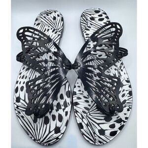 New Sophia Webster Talulah Butterfly Flat Mules‎ Black Leather Size 8.5 / 39
